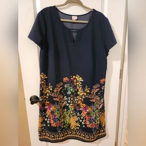 Merona Navy Floral Shift Dress XXL NWT